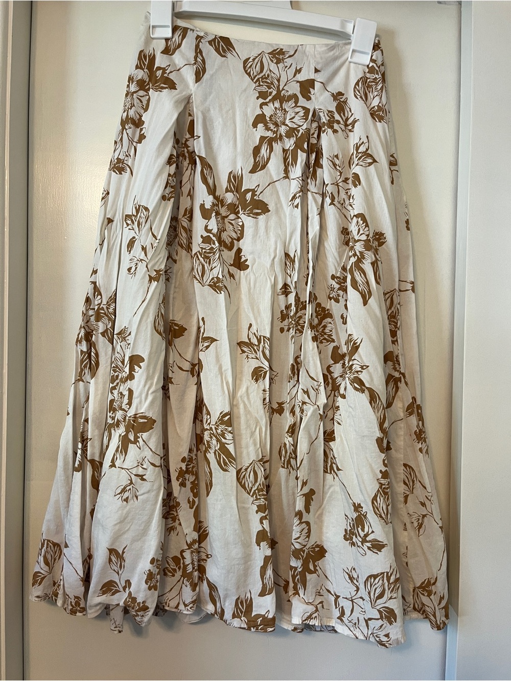 a new day Cream Maxi Skirt with Brown Floral Print